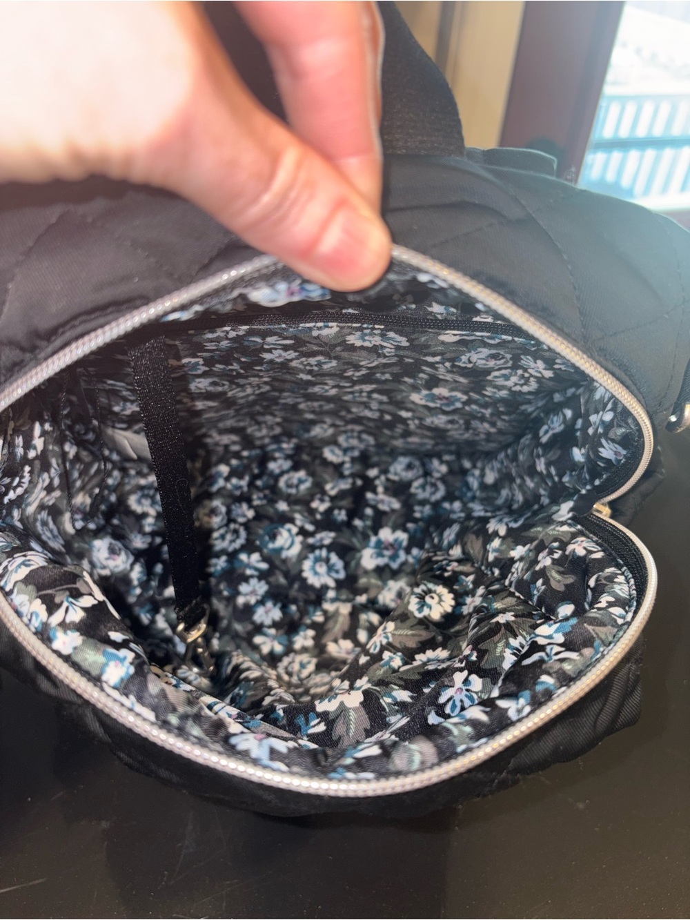 Vera Bradley Black Convertible Small Backpack in Performance Twill - Picture 3 of 8